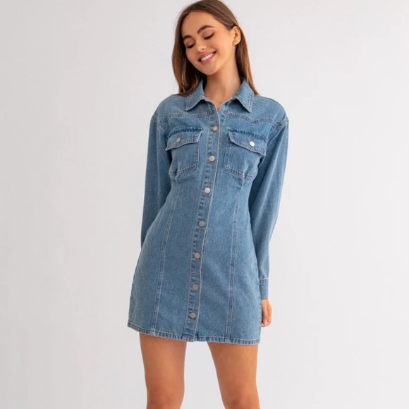 FITTED DENIM UTILITY DRESS Size L - Picture 3 of 14